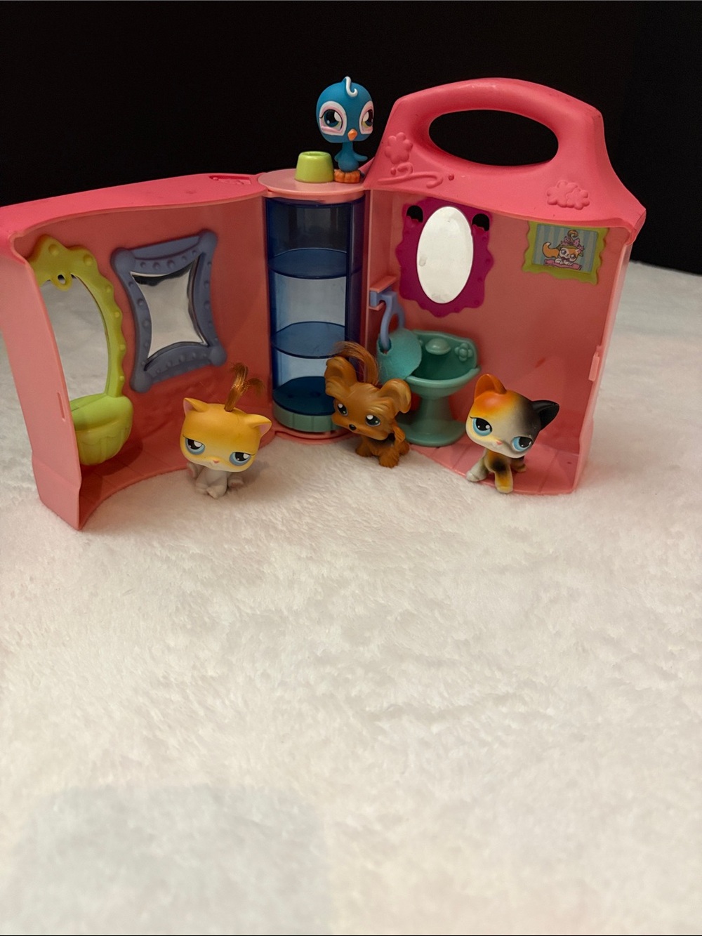 Littlest Pet Shop Purrfection Beauty Salon Rare 2004 Vintage Hasbro w 4 Pets